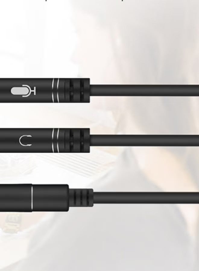 كابل مقسم سماعة وميكروفون من أنثى إلى ذكر باللون الأسود/الذهبي - Image 3